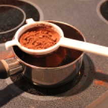 Use a mesh strainer to sift in your cocoa powder to avoid any clumps.